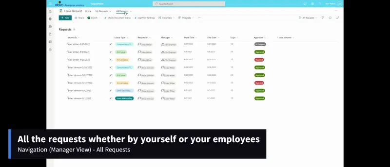 SharePoint Leave Request