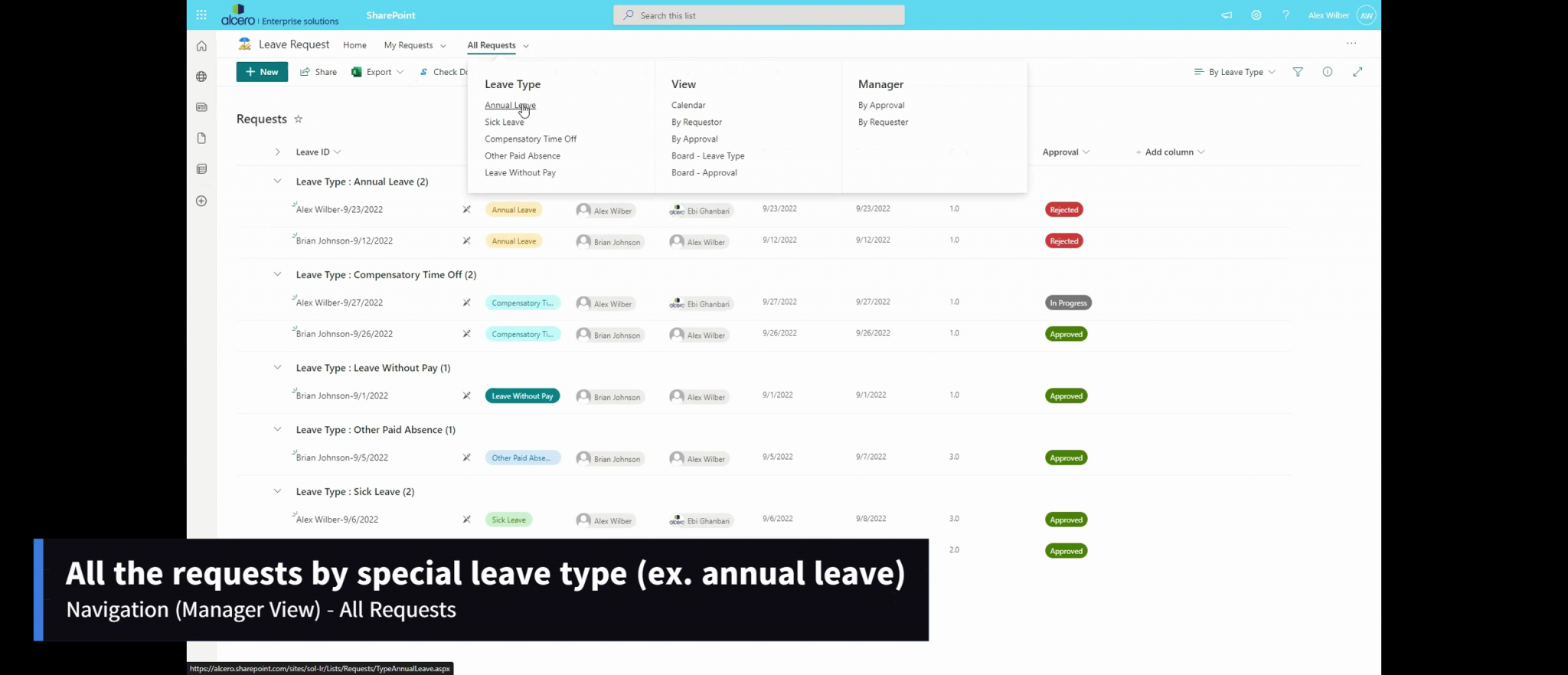 SharePoint Leave Request Alcero