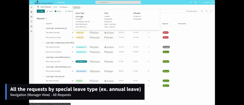 SharePoint Leave Request