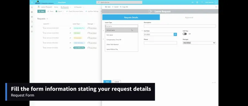 SharePoint Leave Request