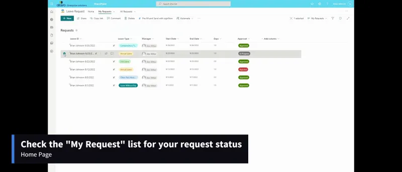 SharePoint Leave Request