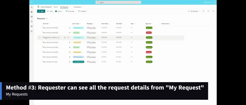 SharePoint Leave Request