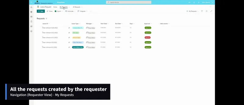 SharePoint Leave Request