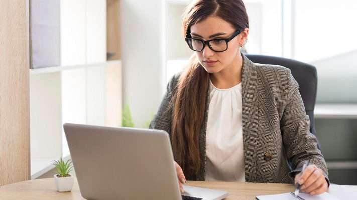 woman working in her office